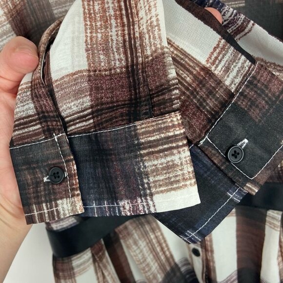 Jack BB Dakota Revolve Brown Cahill Plaid Dress Size Small Long Sleeves Mini NEW - Picture 7 of 16